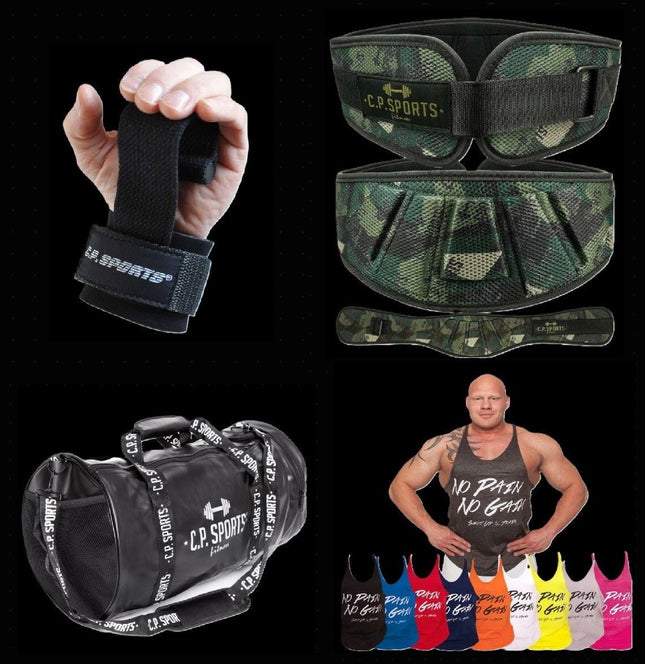 SEO. Starter 4er Paket: Zughilfe, Gürtel, Sporttasche, Tank Top - S Linkreich