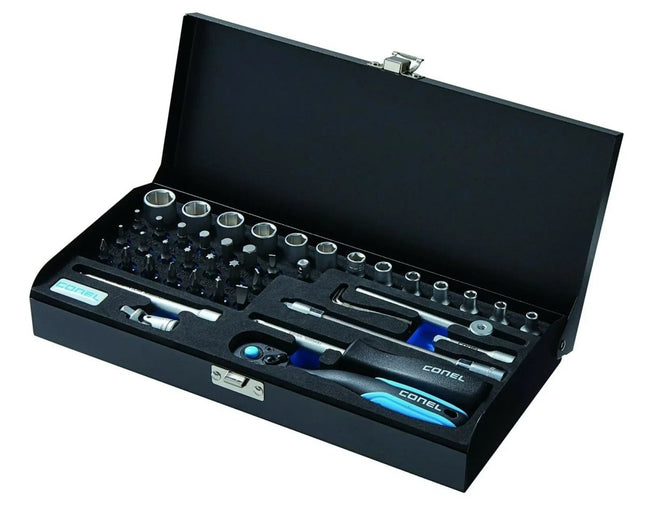 Steckschlüssel-Satz CONEL Steckschlüssel-Satz 1/4" 46-tlg. – 4–14 mm, PH/PZ, T10–40, HX3–8, im Metallkoffer - Linkreich