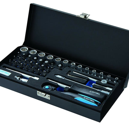 Steckschlüssel - Satz CONEL Steckschlüssel - Satz 1/4" 46 - tlg. – 4–14 mm, PH/PZ, T10–40, HX3–8, im Metallkoffer (Handwerkzeuge) kaufen bei Linkreich – Jetzt entdecken!