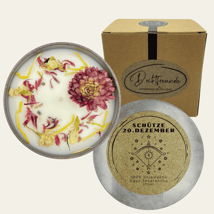 Sternzeichen Schütze Duftkerze - Handgemachte Sojawachs - Kerze - Personalisiertes Astrologie - Geschenk (Duftkerze) kaufen bei Linkreich – Jetzt entdecken!