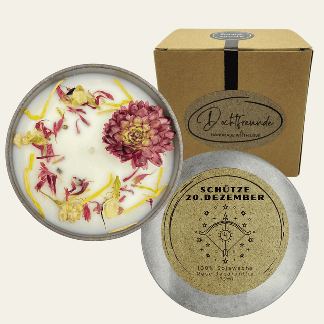 Sternzeichen Schütze Duftkerze - Handgemachte Sojawachs - Kerze - Personalisiertes Astrologie - Geschenk (Duftkerze) kaufen bei Linkreich – Jetzt entdecken!