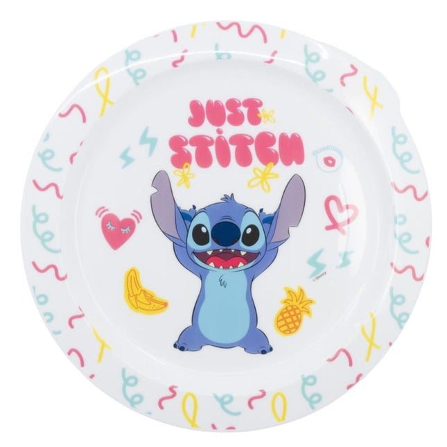 SEO. Stitch Plastik - Teller Kunststoffset für Kinder - Mikrowelle geeignet - Linkreich