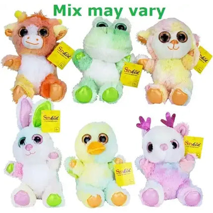 Sunkid Glitzer Plüschtiere 18cm 6 Stück Sortierte Kuscheltiere mit Glitzeraugen ab 3 Jahren