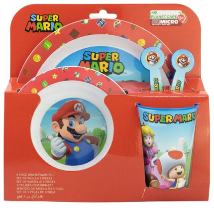 SEO. Super Mario Plastik Geschirr Set 5 - Teile Kunststoffset für Kinder - Linkreich