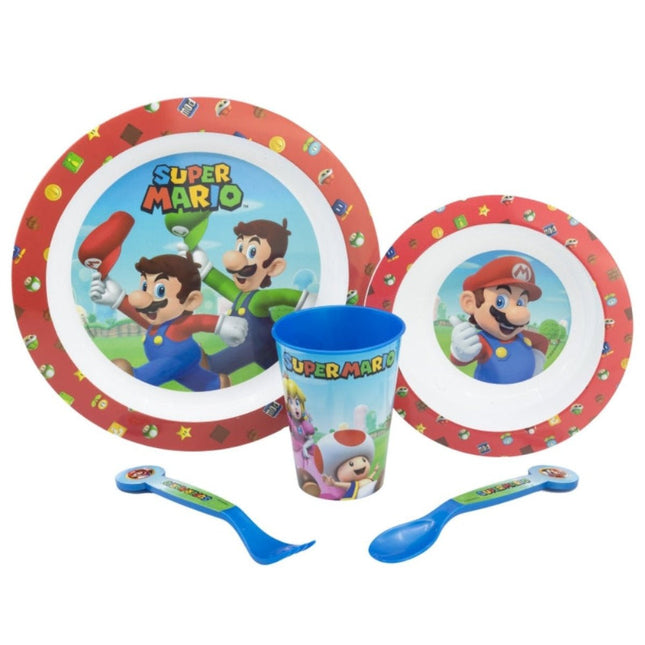 SEO. Super Mario Plastik Geschirr Set 5 - Teile Kunststoffset für Kinder - Linkreich