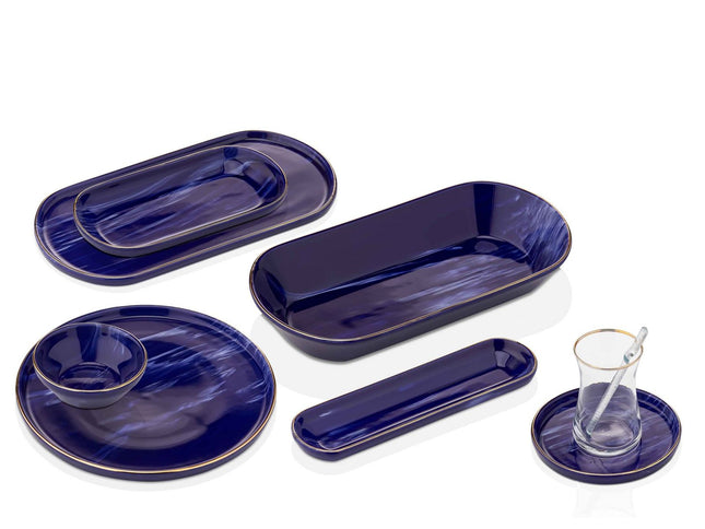 TAC ORNELLA PATERNO Frühstücksset 37 - teilig – Blau/Gold (Frühstücksset) kaufen bei Linkreich – Jetzt entdecken!