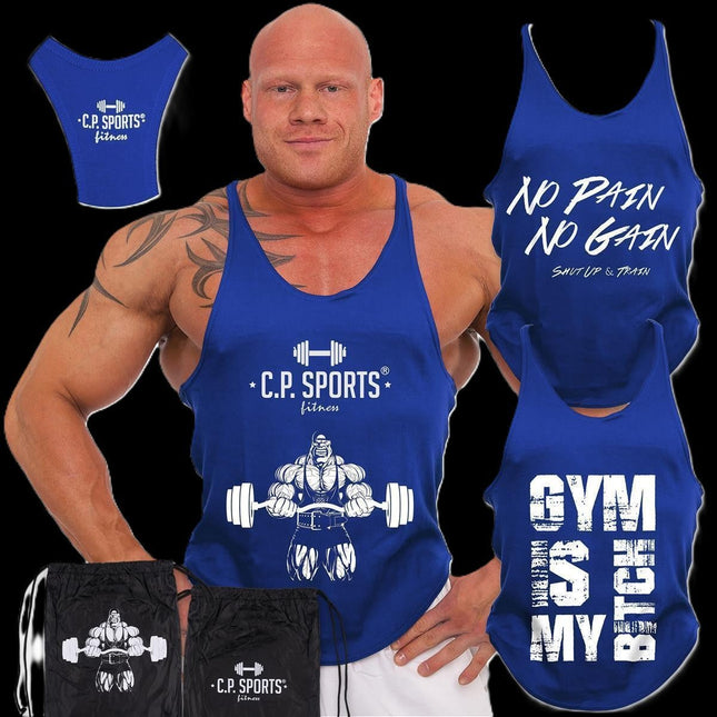 SEO. Tank Top - 3xStück / Oder Einzeln +Turnbeutel - Blau - C.P. Sports - S710 - 3er Pack - Alle drei Tanktops + Beutel = Rabat % = 49 EUR Linkreich