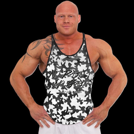 SEO. Tank Top - 3xStück / Oder Einzeln +Turnbeutel - Camouflage Weiß - C.P. Sports - S710 - No Pain No Gain - Einzeln Linkreich