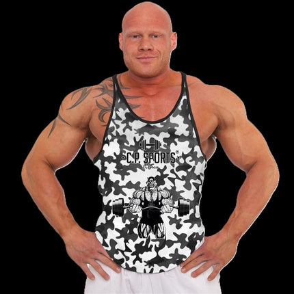 SEO. Tank Top - 3xStück / Oder Einzeln +Turnbeutel - Camouflage Weiß - C.P. Sports - S710 - Bodybuilder Logo - Einzeln Linkreich