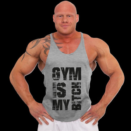 SEO. Tank Top 3xStück / Oder Einzeln +Turnbeutel - Grau - C.P. Sports - S710 - Gym Is My Bitch - Einzeln Linkreich