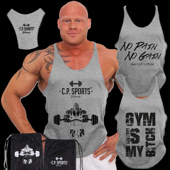 SEO. Tank Top 3xStück / Oder Einzeln +Turnbeutel - Grau - C.P. Sports - S710 - 3er Pack - Alle drei Tanktops + Beutel = Rabat % = 49 EUR Linkreich