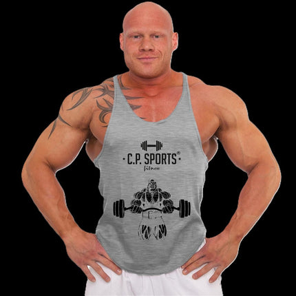 SEO. Tank Top 3xStück / Oder Einzeln +Turnbeutel - Grau - C.P. Sports - S710 - Bodybuilder Logo - Einzeln Linkreich