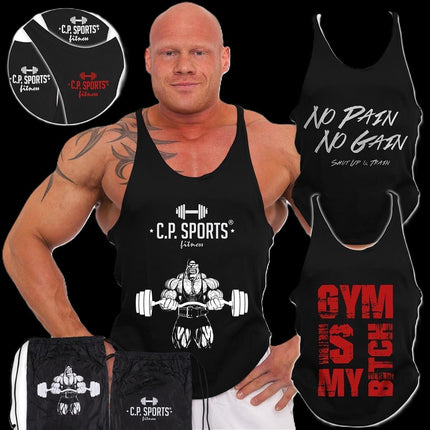 SEO. Tank Top - 3xStück / Oder Einzeln +Turnbeutel - Schwarz - C.P. Sports - S710 - 3er Pack - Alle drei Tanktops + Beutel = Rabat % = 49 EUR Linkreich