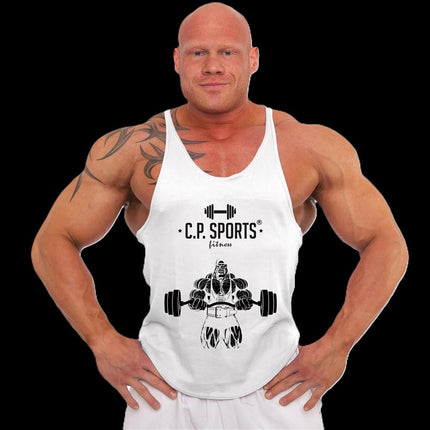 SEO. Tank Top - 3xStück / Oder Einzeln +Turnbeutel - Weiß - C.P. Sports - S710 - Bodybuilder Logo - Einzeln Linkreich