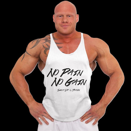 SEO. Tank Top - 3xStück / Oder Einzeln +Turnbeutel - Weiß - C.P. Sports - S710 - No Pain No Gain - Einzeln Linkreich
