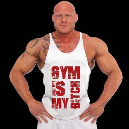 SEO. Tank Top - 3xStück / Oder Einzeln +Turnbeutel - Weiß - C.P. Sports - S710 - Gym Is My Bitch - Einzeln Linkreich