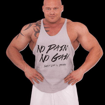 SEO. Tanktop "NO Pain NO Gain" verschieden Farben - C.P. Sports - S6 - 1 - hellgrau Linkreich