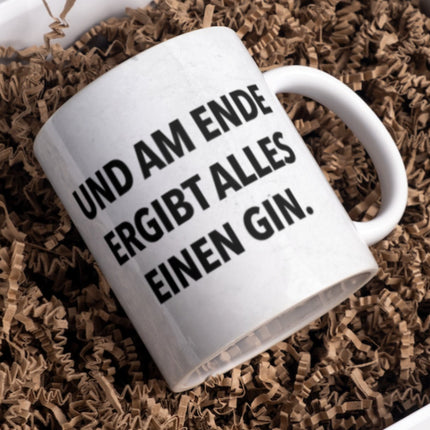 SEO. Tasse 325ml Büro - Becher Kaffee Tee Geschenk "Und am Ende ergibt alles einen Gin" - Linkreich