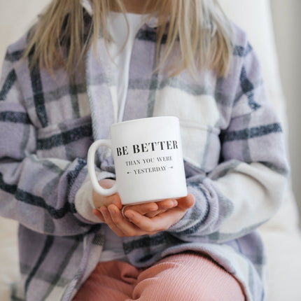 SEO. Tasse 325ml Motivation "Be Better Than You Were Yesterday" Arbeit Kaffee Büro - Linkreich