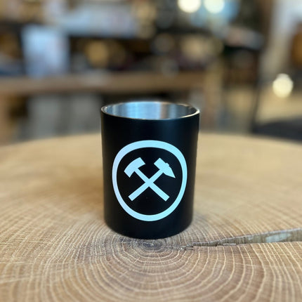 SEO. Tasse Emaille schwarz Ruhrpottmotiv - Linkreich