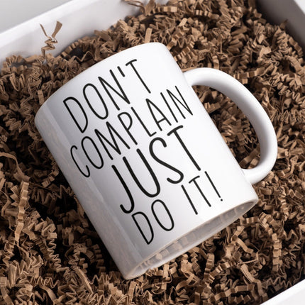 SEO. Tasse mit Spruch Motivation "Don't Complain Just Do It!" Arbeit Kaffee Büro - Linkreich
