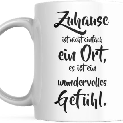 SEO. Tasse mit Spruch Positive Perspektiven: "Zuhause" Kaffee Büro - Linkreich