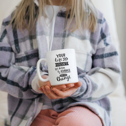 SEO. Tasse Motivation "Your Life Doesn't Get Better By Chance But By Change" Arbeit Kaffee Büro Geschenk - Linkreich