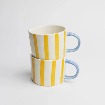 SEO. Tasse VELOBLOOM gelb aus Steinzeug – handbemalt & kinderfreundlich | Tranquillo - Linkreich