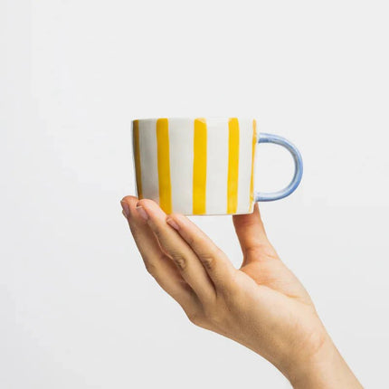 SEO. Tasse VELOBLOOM gelb aus Steinzeug – handbemalt & kinderfreundlich | Tranquillo - Linkreich