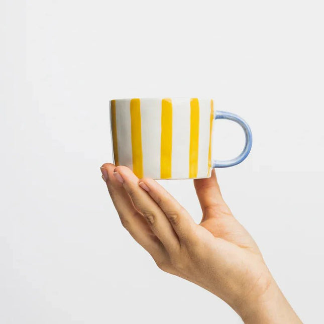SEO. Tasse VELOBLOOM gelb aus Steinzeug – handbemalt & kinderfreundlich | Tranquillo - Linkreich