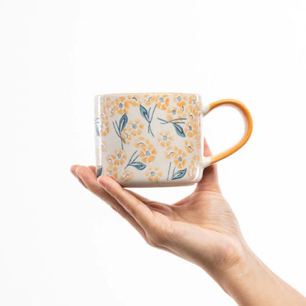 SEO. Tasse VINTAGE GARDEN orange aus Steinzeug – handgefertigt & floral | Tranquillo - Linkreich