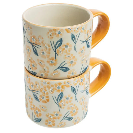 SEO. Tasse VINTAGE GARDEN orange aus Steinzeug – handgefertigt & floral | Tranquillo - Linkreich