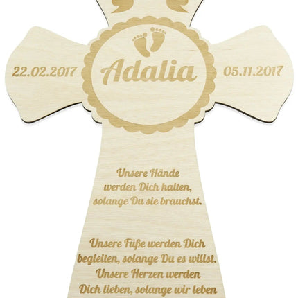 SEO. Taufkreuz aus Holz mit Namen - Linkreich