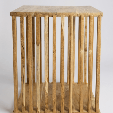 Teakholz - Beistelltisch - Holzhocker Couchtisch - Handgefertigt aus Massivholz – Holzleisten Würfel - 45x35x40 cm () kaufen bei Linkreich – Jetzt entdecken!