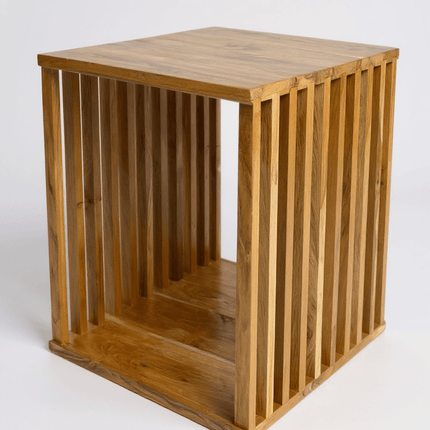 Teakholz - Beistelltisch - Holzhocker Couchtisch - Handgefertigt aus Massivholz – Holzleisten Würfel - 45x35x40 cm () kaufen bei Linkreich – Jetzt entdecken!