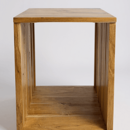 Teakholz - Beistelltisch - Holzhocker Couchtisch - Handgefertigt aus Massivholz – Holzleisten Würfel - 45x35x40 cm () kaufen bei Linkreich – Jetzt entdecken!