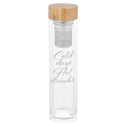 SEO. Teeflasche mit Sieb | verschiedene Motive - Cold days hot drinks Linkreich
