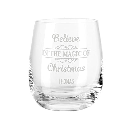 SEO. Teelicht mit Gravur - Weihnachtsdeko - Believe in the Magic of Christmas - Personalisiert mit Name - Linkreich