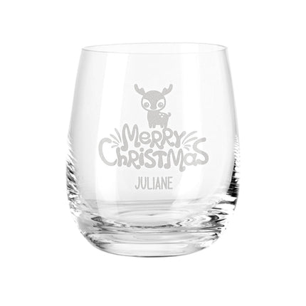 SEO. Teelicht mit Gravur - Weihnachtsdeko - Cute Deer - Personalisiert mit Name - Linkreich