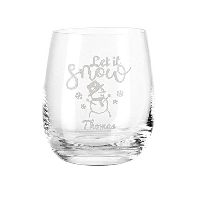 SEO. Teelicht mit Gravur - Weihnachtsdeko - Let it snow - Personalisiert mit Name - Linkreich