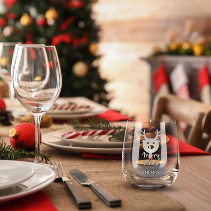 SEO. Teelicht mit Gravur - Weihnachtsdeko - Merry X Mas - Personalisiert mit Name - Linkreich
