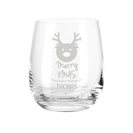SEO. Teelicht mit Gravur - Weihnachtsdeko - Merry X Mas - Personalisiert mit Name - Linkreich