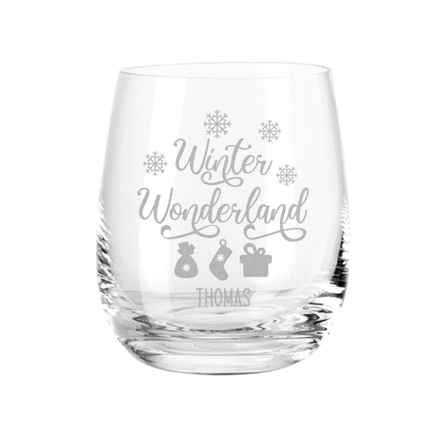 SEO. Teelicht mit Gravur - Winter Wonderland mit Namen - Linkreich