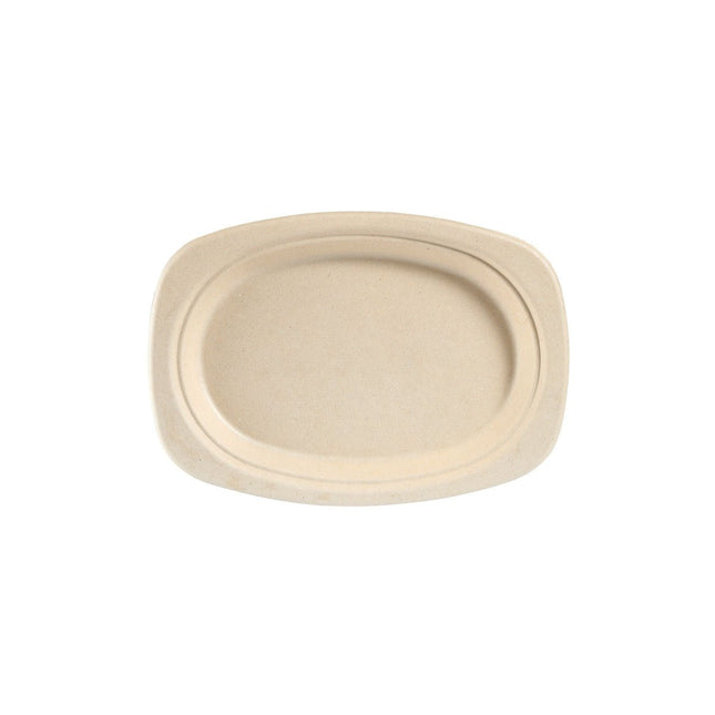 SEO. Teller, oval 22 cm Braun - uncoated Braun Bagasse 230x265x20 | Packung (60 Stück) - Linkreich