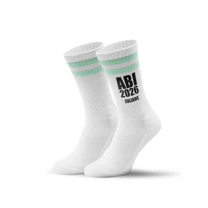 SEO. Tennissocken - Abi Jahr - personalisiert mit Namen & Jahr - Mint Linkreich