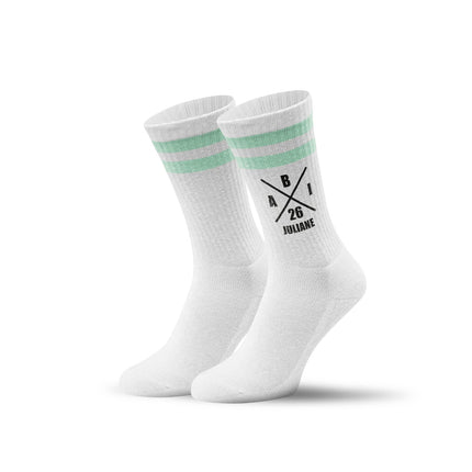 SEO. Tennissocken - Abi Kreuz - personalisiert mit Namen & Jahr - Mint Linkreich