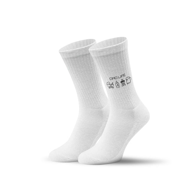 SEO. Tennissocken - Dad Life - personalisiert mit Namen - Weiss Linkreich