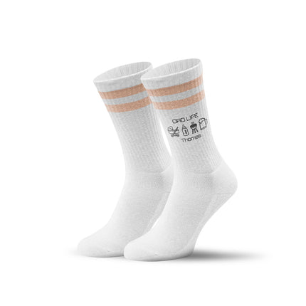 SEO. Tennissocken - Dad Life - personalisiert mit Namen - Pfirsich Linkreich