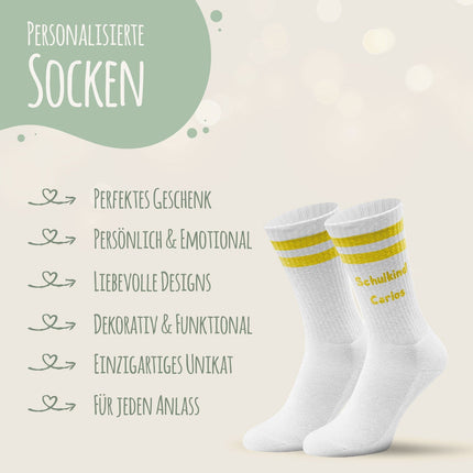 SEO. Tennissocken - Kinder Wunschtext - personalisiert mit Namen - Weiß Linkreich