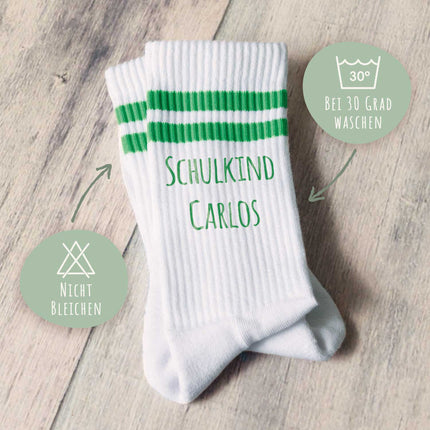 SEO. Tennissocken - Kinder Wunschtext - personalisiert mit Namen - Weiß Linkreich